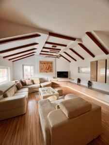 een grote woonkamer met banken en een tafel bij TopHill Villa in Kratovo