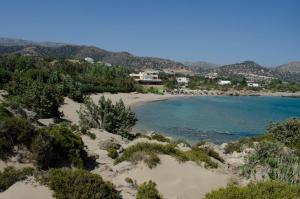 a view of a beach with trees and water at Anny's Homes in Kountoura Selino