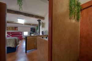 een kamer met een keuken en een woonkamer bij Bien-être in Alignan-du-Vent