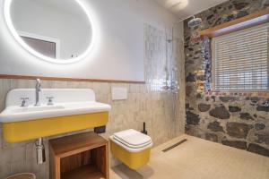 a bathroom with a sink and a toilet at La Petite Maison dans la mer in Saint-Pierre +32 photos