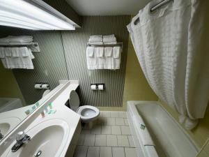 a bathroom with a sink and a toilet and a tub at Barclay Hotel Atlanta Downtown in Atlanta
