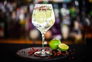 a margarita glass with a lime on a coaster at El descanso de la Furia in La Porteña
