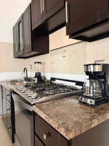 een keuken met een kookplaat en een blender bij Moderna Casa Céntrica in Monterrey +14 foto's