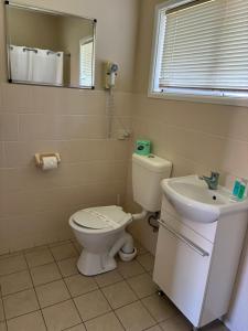 a bathroom with a toilet and a sink at Wee Waa Motel in Wee Waa