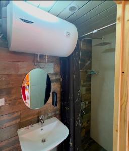 a bathroom with a sink and a mirror at Green Villa Resort Small Gray in Dilijan