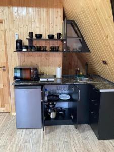 a kitchen with a stove and a counter top at Green Villa Resort Orange in Dilijan +18 photos