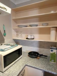 Η κουζίνα ή μικρή κουζίνα στο Bayview Holiday Flat