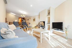 een woonkamer met een bank en een tv bij Cal Marti in Farena