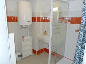 ein kleines Badezimmer mit Waschbecken und Dusche in der Unterkunft Le Clos d'Aix Célony studio 9 parking in Aix-en-Provence