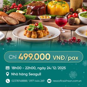 a flyer for a christmas dinner with a table full of food at FLC Grand Hotel Samson in Sầm Sơn