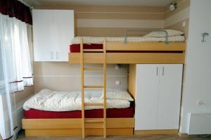 a bunk bed with a ladder next to a bunk bed at Zeleni Apartment Rogla in Zreče