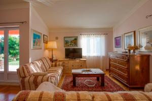 a living room with a couch and a tv at House Moreda by Istrialux in Vodnjan