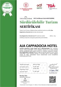 Certifikát, hodnocení, plakát nebo jiný dokument vystavený v ubytování Aja Cappadocia Cave Hotel