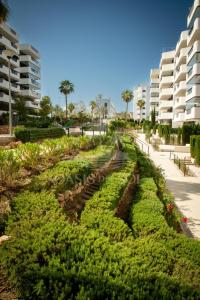 a garden in front of a apartment building at Sunny Place Oasis del Sol in Arenales del Sol