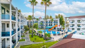 an aerial view of a resort with a pool and slides at Eflina Resort Hotel&Spa in Alanya