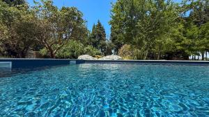 a pool of blue water with trees in the background at MAS DU RECATI in Caderousse