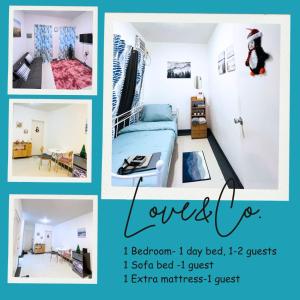 a collage of photos of a bedroom and a room at Selah Stay in Manolo Fortich