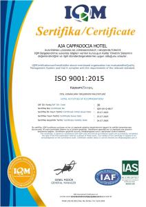 Certifikát, hodnocení, plakát nebo jiný dokument vystavený v ubytování Aja Cappadocia Cave Hotel