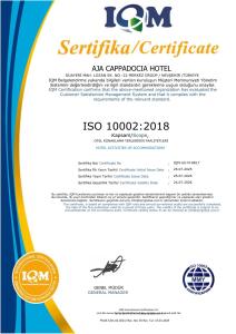 Certifikát, hodnocení, plakát nebo jiný dokument vystavený v ubytování Aja Cappadocia Cave Hotel