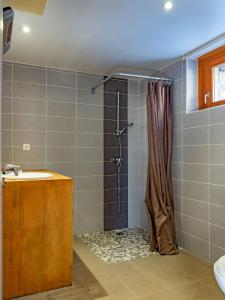 ein Badezimmer mit Dusche und Waschbecken in der Unterkunft Mas de la Barque in Gourdouze