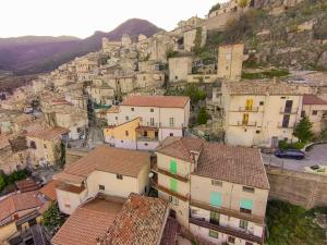 an aerial view of a village on a mountain at B&B Anele in Morano Calabro