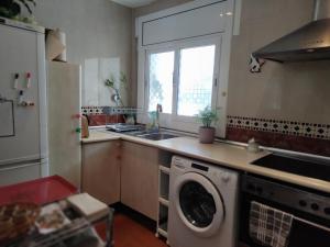 eine Küche mit Waschmaschine und Spüle in der Unterkunft Suite de invitados independiente in Cerdanyola del Valles