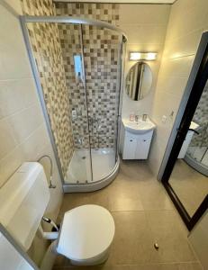 Et badeværelse på Pensiunea 7 Brazi