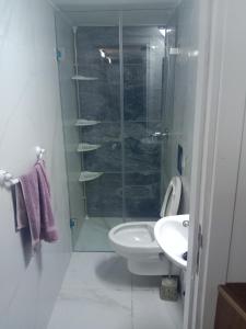 Et badeværelse på Front beach cosy apartment + 8 billeder