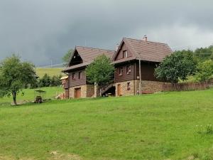 een groot huis op een grasveld aan de voorkant bij Privát Gallik Bachledka in Ždiar