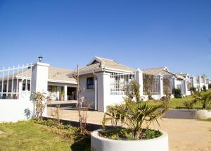 una casa bianca con piante in un cortile di Tribute Guest House Matala a Maseru