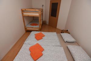 スピンドレルフ・ムリンにあるApartment Spindleruv Mlyn Labskaの二段ベッド2組とはしごが備わる客室です。