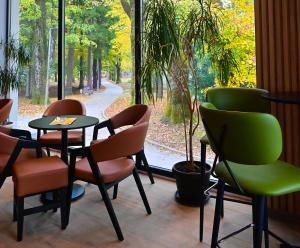 a room with chairs and a table and a window at Hotel Risnjak in Delnice +17 photos