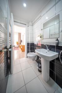 a bathroom with a sink and a toilet at Feyza Apart in Istanbul +71 photos