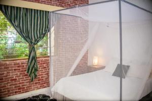 ein Schlafzimmer mit einem Bett und einem Fenster in der Unterkunft Alfords Villa  + 1 Foto