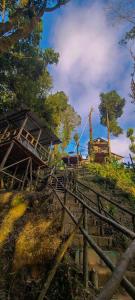 een heuvel met huizen en bomen op een heuvel bij Forest Imax in Darjeeling