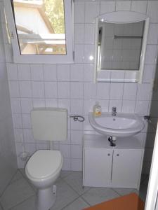 Koupelna v ubytování Ferienbungalow Fleesensee