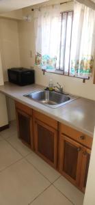 une cuisine avec un évier et un plan de travail dans l'établissement Lowes Camping Ground & Retreat, 