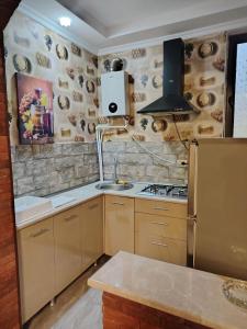 una cucina con lavandino e piano cottura di Green Nest Tba a Itʼkhvisi