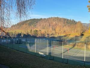 einen Tennisplatz mit zwei Tennisplätzen in der Unterkunft Vaste appartement de montagne in Métabief