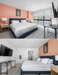 Postel nebo postele na pokoji v ubytování Amazing Townhome in Indy - Free Parking and Gym