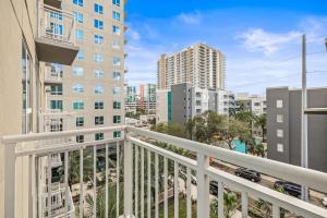 a balcony with a view of the city at Chic Channelside Getaway in DT | Close to DT! in Tampa