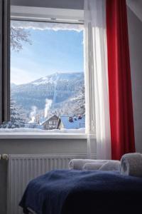 En generel udsigt til bjerge eller udsigt til bjerge taget fra bed and breakfast-stedet