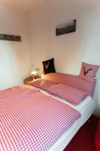 Postel nebo postele na pokoji v ubytování Haus Bergidyll 2-Raum-Wohnung Hüttenzauber