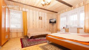亚列姆切Гуцульська оселя的一间有床和电视的卧室