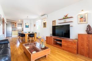 a living room with a television and a couch at Villa Dome in Slatine