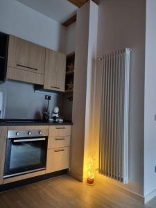 een keuken met een fornuis en een radiator bij M&M apartments in Monclassico