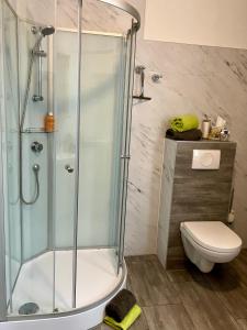 Et badeværelse på Ferienhaus Untere Mühle + 21 billeder