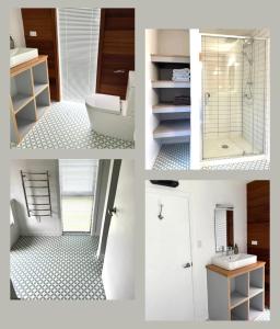 un collage de cuatro fotos de un baño en Athol Country Bed & Breakfast, en Athol 48 fotos más