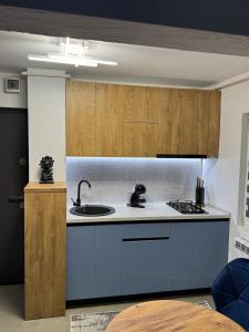 a kitchen with a sink and a counter top at Cloud Express in Petroşani
