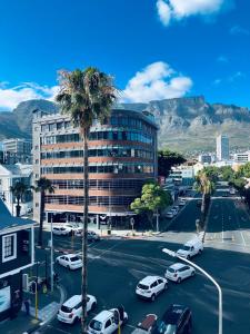 una città con una palma e un edificio di Black Pearl Oasis a Città del Capo